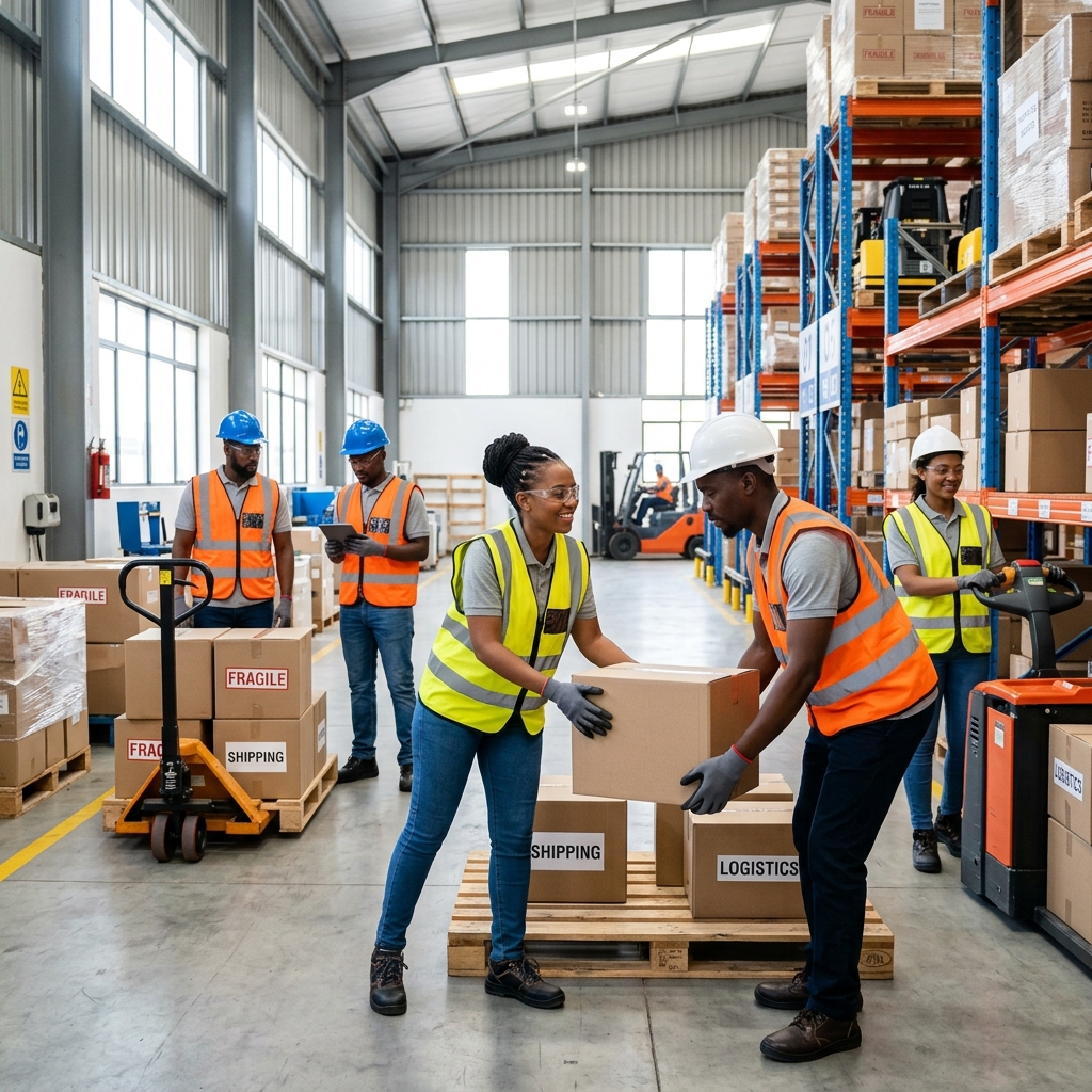 McGyan staff at warehouse facility